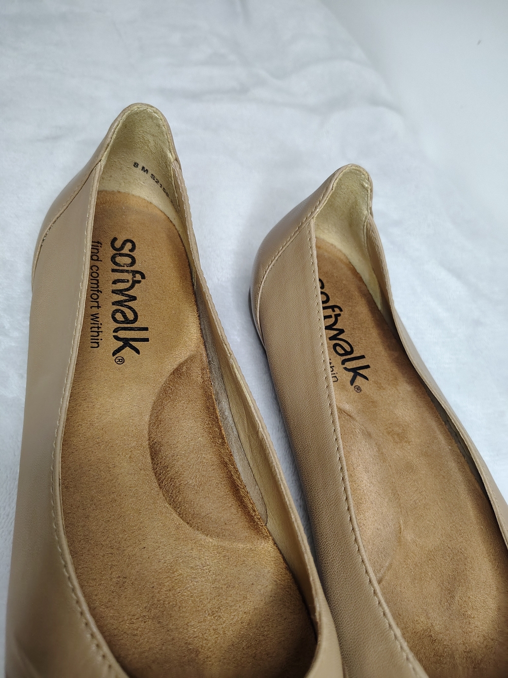 SoftWalk Women's Taupe Beige Leather Ballet Flats - Picture 2 of 6